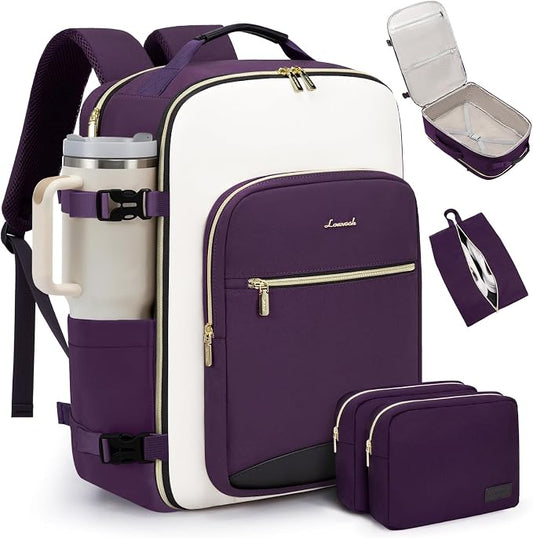 LOVEVOOK 50L Travel Backpack for Women & Men, Airline Approved Carry On Luggage with 3 Packing Cubes, TSA Overnight Bags, Waterproof Personal Item Bag, Weekender Essentials Backpacks fits 17" Laptop by LOVEVOOK
