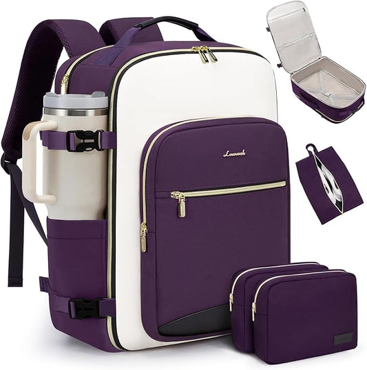 LOVEVOOK 40L Travel Backpack for Women & Men, Airline Approved Carry On Luggage with 3 Packing Cubes, TSA Overnight Bags, Waterproof Personal Item Bag, Weekender Essentials Backpacks fits 17" Laptop by LOVEVOOK