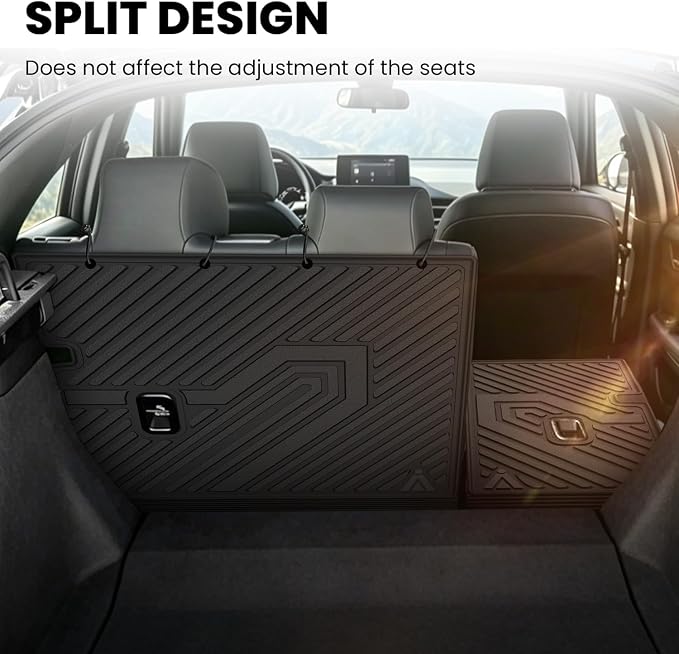LASFIT All Weather Floor Mats for Honda Civic 2022-2026 - Back Protector | 3D Laser Custom Fit For 22-26 Civic (Only Fit Hatchback) | Flexible Non-Curl Recyclable TPE | Anti-Slip & Easy Wash - Image 4
