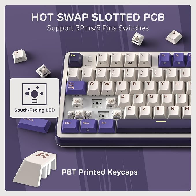 RK ROYAL KLUDGE S98 Wireless Mechanical Keyboard w/Smart Display & Knob | 96% Top Mount RGB Gaming Keyboard BT/2.4G/USB-C, Hot Swappable, Cushioned 5-Layer Noise Dampening, Massive Battery, 98 Keys - Image 6