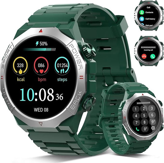 Smart Watch for Men (Answer/Make Calls), Rugged Men's Military Smartwatch, 1.39" HD Fitness Tracker with Heart Rate/Sleep/Step Monitor, 110+ Sport Modes, IP68 Waterproof Activity Tracker Android iOS by Soudorv