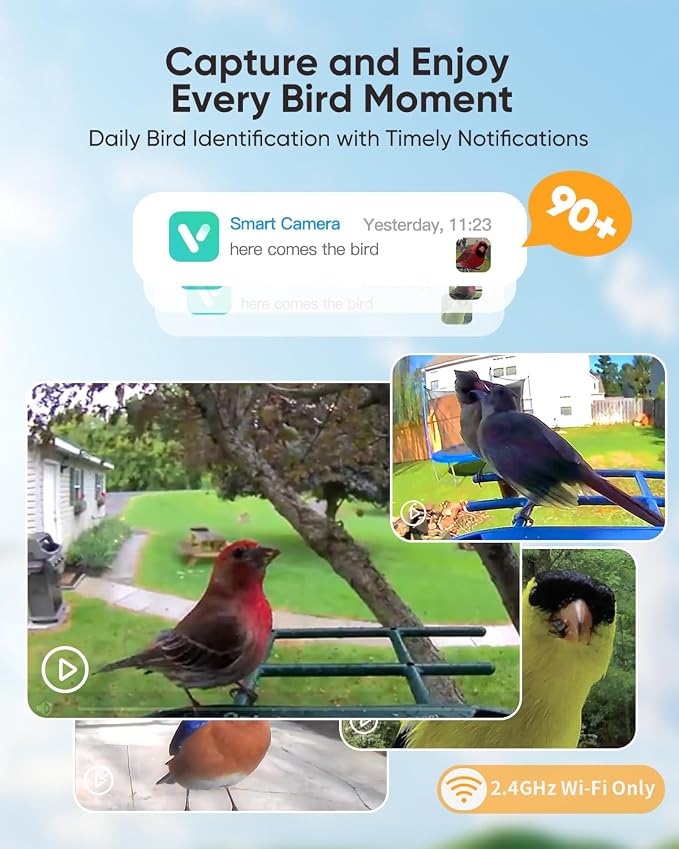 Bird Feeder with Camera Solar Powered: Smart Hummingbird Feeder for Backyard Tree - 2K Live AI Identify Auto Capture Bird Video - WiFi Bird Watching Feeders Gift for Mom Dad - Image 3