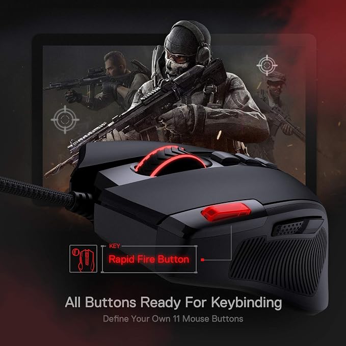 Redragon M612 Wired RGB Optical Gaming Mouse 8000 DPI Remapping Keys | Stable Lag-Free Connection, Redefine Keybinding Macro, Vibing Backlight, Ergonomic Grip Body Comfort - Image 5