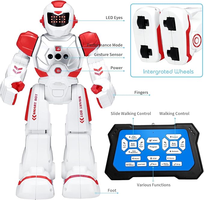 KingsDragon Robots Toy for Kids, RC Gesture Sensing Toy, Interactive Walking Singing Dancing Robot Birthday Presents for Boys Girls Age 6 7 8 9 Years Old,Red - Image 7