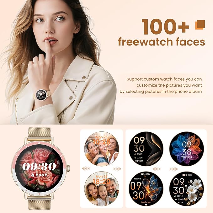KEEPONFIT Smart Watches for Women Android/iPhone, IP68 Waterproof Fitness Tracker with Bluetooth Calls(Answer&Make), Activity Pedometer/Heart Rate/SpO2 Monitor/100+ Sports Model (Silver Blue) - Image 7
