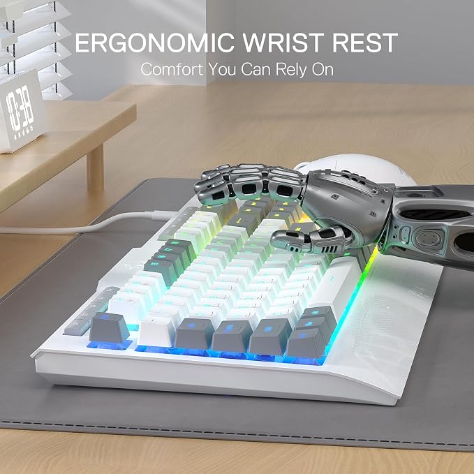 Redragon K525 RGB Backlit 104 Keys Wired Membrane Gaming Keyboard w/ 5 Multimedia Keys & 4 Extra On-Board Macro Keys, Dedicated Media Control, Ergonomic Wrist Rest, Linear Mechanical-Feel Switch - Image 5