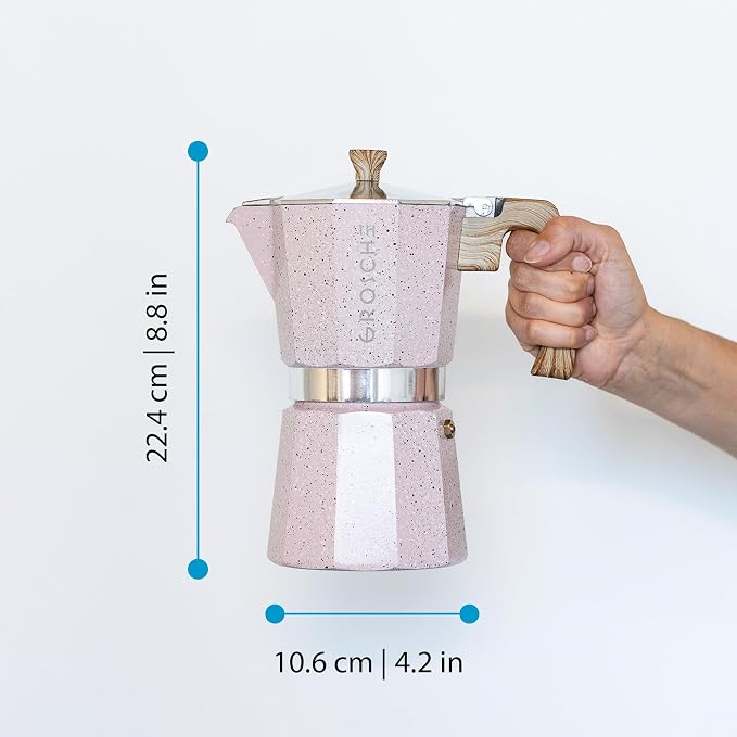 GROSCHE Milano Stovetop Espresso Maker Moka Pot 9 espresso Cup 15.2 oz Pink | Cuban Coffee Maker And Italian Moka Pot For Stovetop Espresso; For Gas, Electric, And Propane Stoves With A Soft-Touch Handle - Image 5