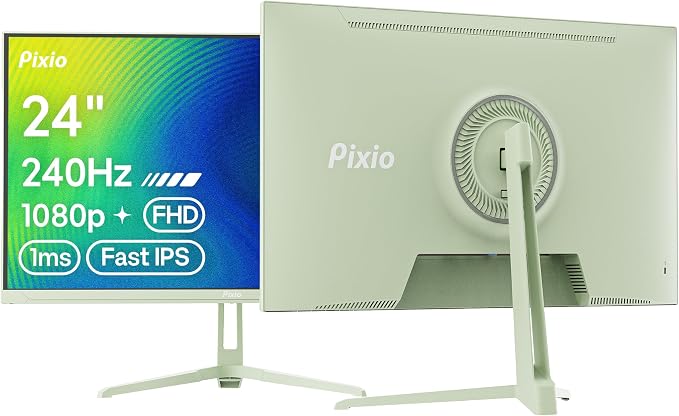 Pixio PX249 Wave Mint Green 24 inch 240Hz Refresh Rate FHD 1080p Resolution Fast IPS Panel 1ms GTG Response Time Built-in Speakers Gaming Monitor with Adaptive Sync by Pixio
