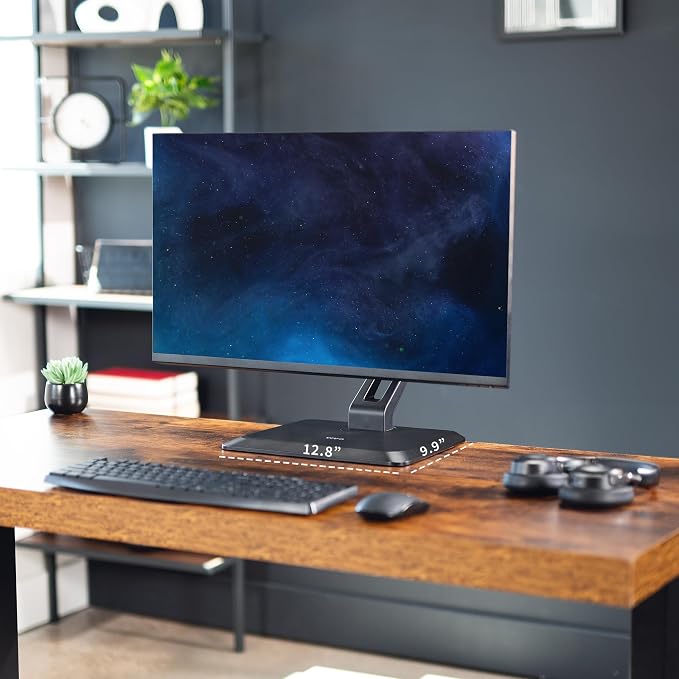VIVO Premium Single 17 to 32 inch VESA Monitor and Touch Screen Desk Stand with Rotating Base, Freestanding Pneumatic Height Adjustable Arm, 12 inch Maximum Screen Height, Black, STAND-V001R - Image 2