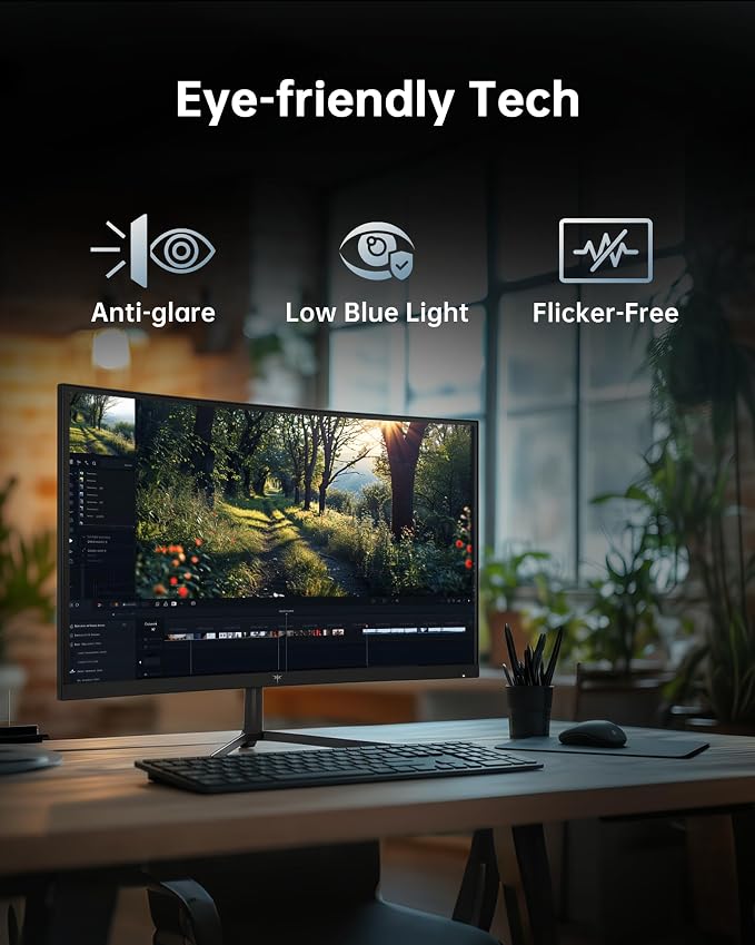 KTC 24 Inch Curved 240Hz Gaming Monitor, FHD 1500R Curved Computer Monitor 1080P, 3000:1 Contrast, Adaptive Sync, HDR, MPRT 1ms, HDMI DisplayPort, Low Blue Light, Tilt, VESA Mount, H24S17P - Image 6
