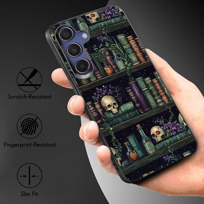 Designed for Galaxy S25 FE Phone Case,Slim Silicone Shockproof Protective Case for Galaxy S25 FE 6.7 inch,Retro Bookshelf - Image 3