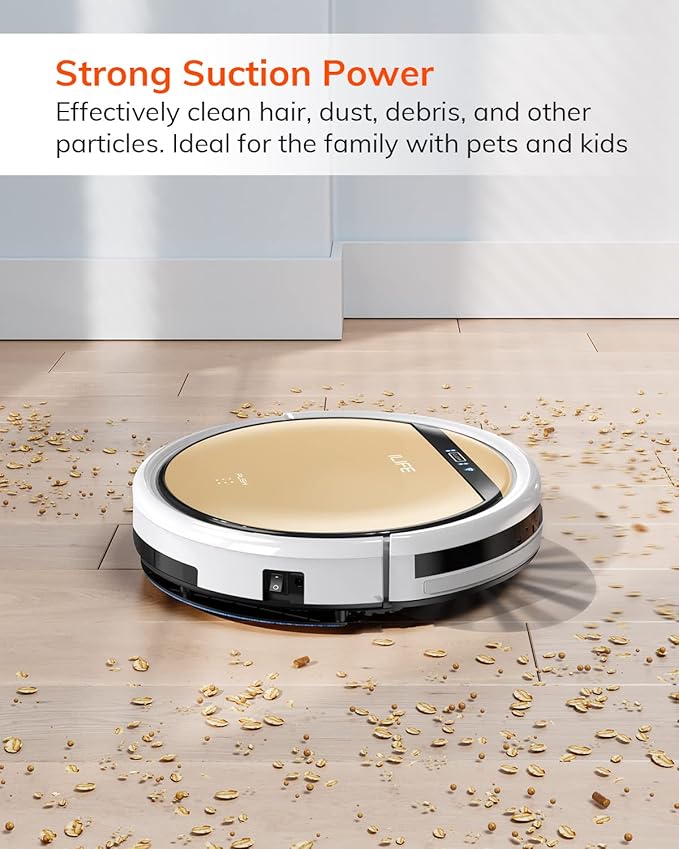 ILIFE V5s Plus Robot Vacuum and Mop Combo with Wi-Fi/App/Alexa, Automatic Self-Charging Robotic Vacuum Cleaner, Slim and Quiet, Cleans Hard Floors Carpets and Pet Hair (V5s Pro Upgrade Version) | Remote, App & Voice Control, Automatic Self-Charging, Sl... - Image 2