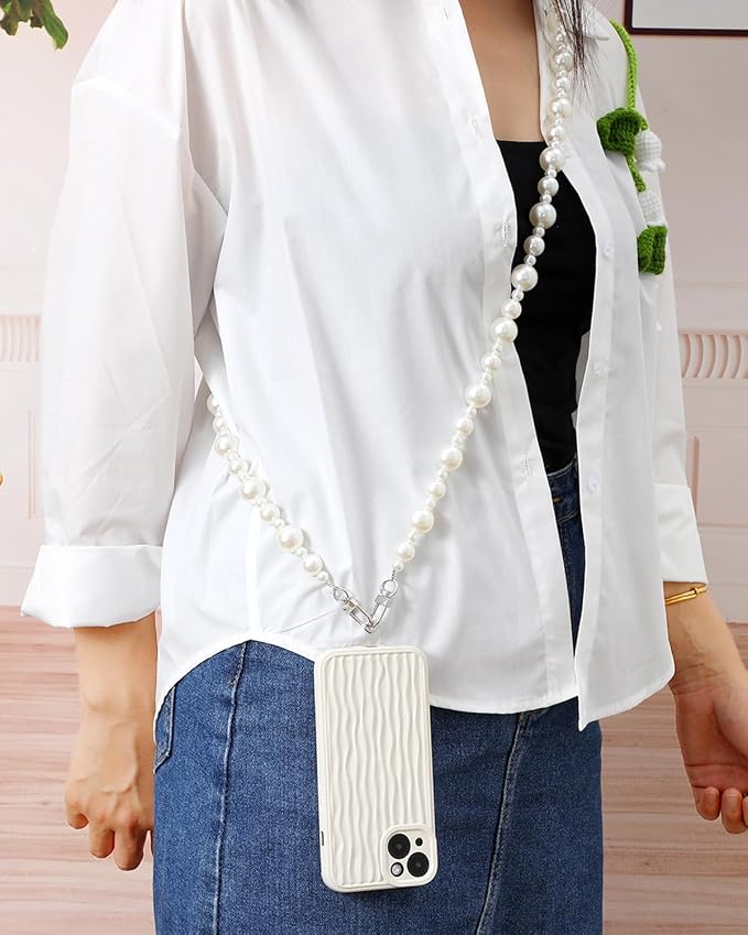 Phone Crossbody Chain Cell Phone Lanyard,Universal Leather+Metal Shouder Strap with Phone Tether Patches (D) - Image 8