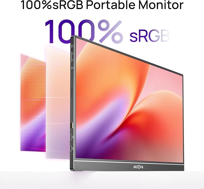 ARZOPA 16.1" Portable Monitor, 100% sRGB FHD 1080P Kickstand Portable Laptop Monitor High Color Gamut Display IPS Eye Care Screen for High-end Office & Entertainment -Z1C - Image 2