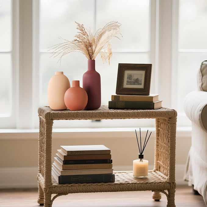 Ceramic Modern Vase for Home Decor Farmhouse Vases Set of 3 Terracotta Decorative Pottery Boho Vases for Pampas Grass Living Room Kitchen Bedroom Entryway Mantel Decor - Image 7