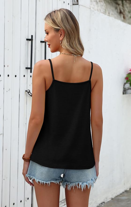 WIHOLL Tank Tops for Women Beaded Spaghetti Strap Cami Flowy Scoop Neck Sleeveless Summer Beach Vacation Spring Clothes - Image 4
