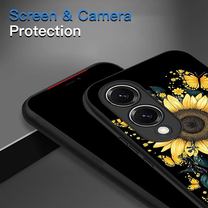 Designed for Galaxy S25 Edge Phone Case,Slim Silicone Shockproof Protective Case for Galaxy S25 Edge 6.7 inch,Sunflower Butterflies - Image 5