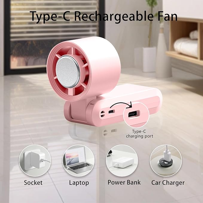 Handheld Fan, Portable Handheld Fan with Ice Function, mini personal fan, Turbo Powerful Rechargeable Fans,1-199 Speed, Foldable, for Women Men Outdoor Indoor travel essentials(Pink) - Image 6