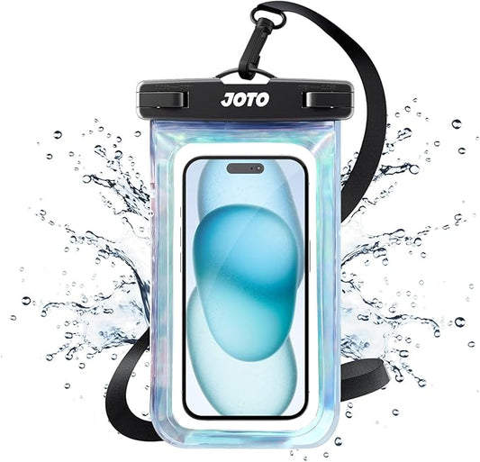 JOTO Up to 7" Universal Waterproof Phone Case for iPhone 16 15 14 13 Plus Pro Max, IPX8 Cellphone Dry Bag 12 11 Pro Max XR X 8 7 6S Plus SE, Galaxy S23 S22 S21 S20+ S20 S10 Plus Note, Pixel -Sparkle by JOTO