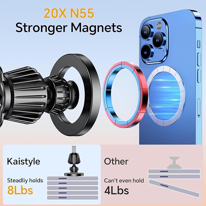 Kaistyle for Magsafe Car Mount【Strong Magnets】Magnetic Phone Holder for Car Phone Holder Mount Dash Mounted Holders Phone Holders for Your Car Accessories for Women Men for iPhone 17 Pro Max 16 15 14 - Image 4