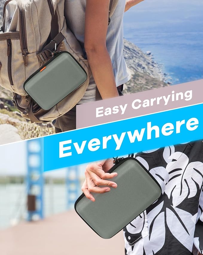 Gray-Green Hard Shell Carrying Case for External Hard Drive, Hard Disk, Power Bank, Charger, Cable, Cell Phone, Electronic Accessories - Larger Capacity Storage Pouch Shockproof Travel Case Bag - Image 8