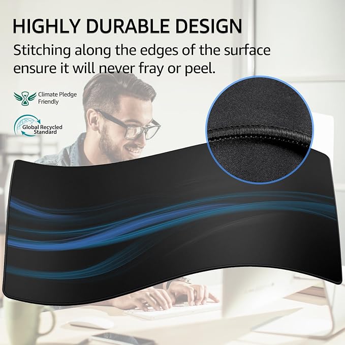 KTRIO Large Gaming Mouse Pad Desk Mat for Gamer, 31.5" x 15.7", Black, XXL | Extended Size Design, Superior Micro-Weave Cloth, Non-Slip Rubber Base, Durable Stitched Edges, Water-Resistant Coating - Image 3