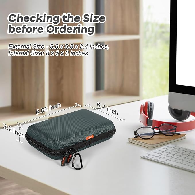 Shockproof Hard Shell Case - Large Electronic Organizer Carrying Case for External Hard Drive, Power Bank, Charger, Battery, GPS, Cell Phone - Portable Storage Pouch Bag Travel Case - Grey Blue - Image 2