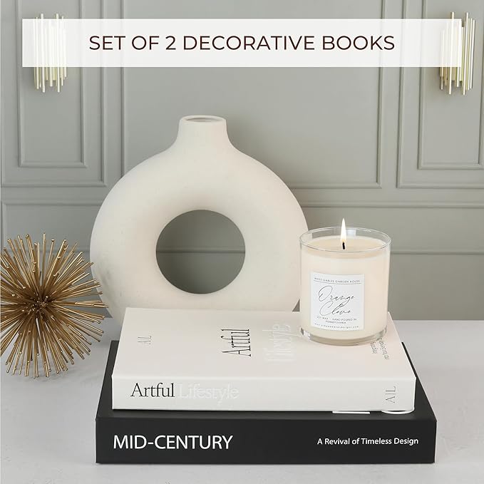 Aesthetic Decorative Books - Set of 2 Stylish Boxes Enhance Your Coffee Table, Bookshelf or Mantel Decor - Beautiful Fake/Faux Books for Modern Home Decoration, Photo Storage and as a Keepsake Box - Image 2
