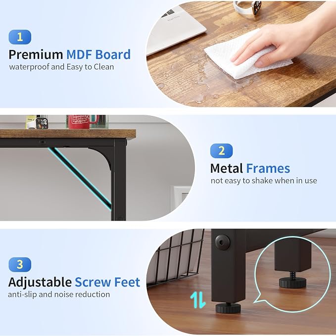 BestOffice Computer Desk,Home Office Desk, Modern Simple Style for Home Office Study Writing (Brown, 32 Inch) - Image 5