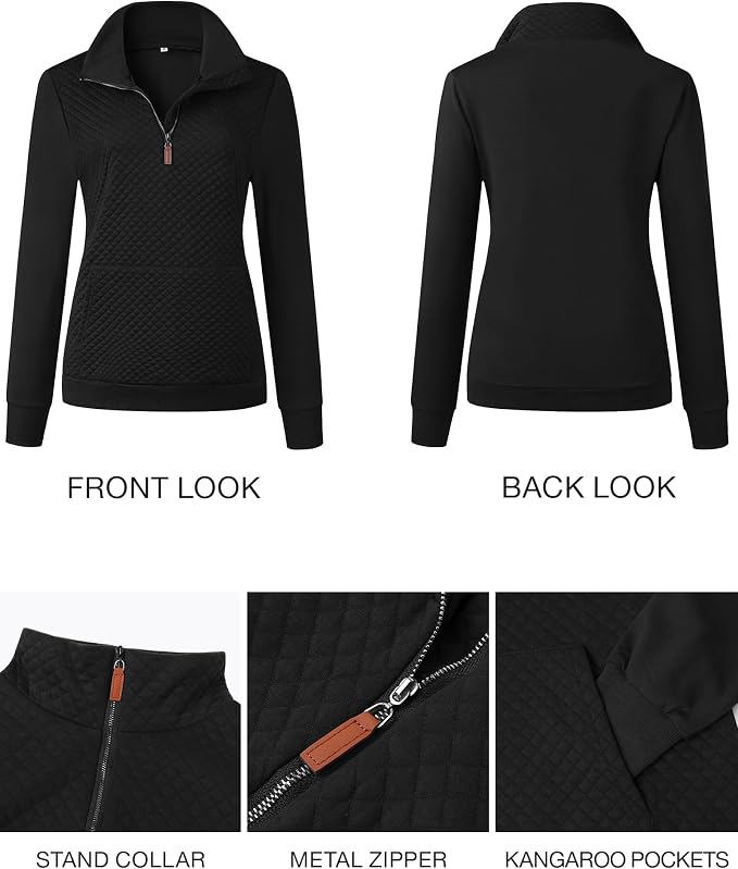 BTFBM Women Fashion Quilted Pattern Lightweight Zipper Long Sleeve Plain Casual Ladies Sweatshirts Pullovers Shirts Tops - Image 5