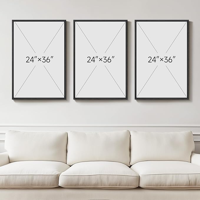 Large Framed Red Black White Abstract Wall Art for Living Room, Set of 3 Modern Canvas Prints Paintings Artwork for Walls, Red Black Geometric Pictures for Bedroom Hallway Office Wall Decor 24x36 In - Image 3