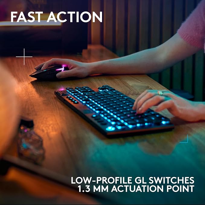 Logitech G915 X Lightspeed TKL Wireless Gaming Keyboard (Tactile) - Black | Low Profile, Mechanical Switches, Double-Shot PBT Keycaps, RGB lighting, Aluminum finish, PC/Mac Compatible - Image 3