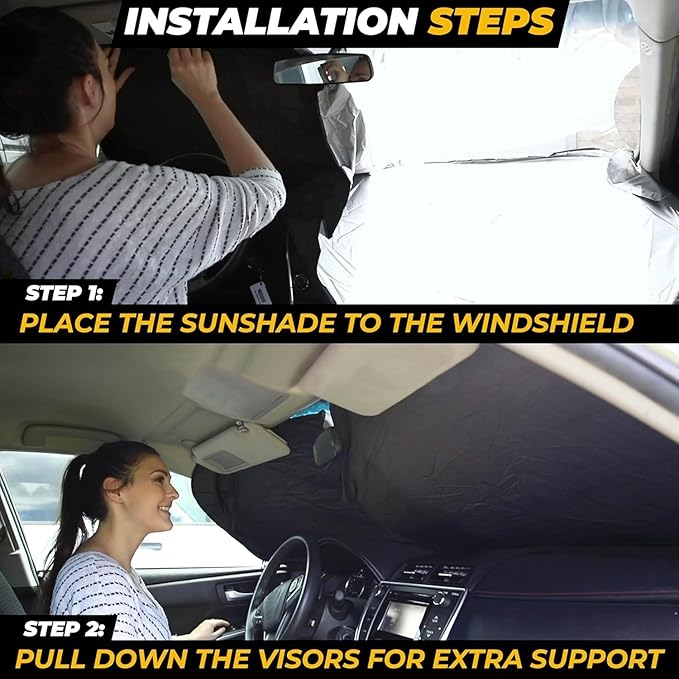 Autovir Car Windshield Sun Shade, 280T Reflective Front Visor Sun Blocker - Image 6