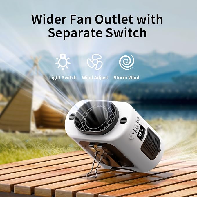 Socool 14500mAh Portable Waist Fan Clip on Belt 360 Rotation Wearable Rechargeable Personal Shirt Fan, 67H Cooling 5-Speed Battery Operated with Light, Neck Fan Hands-Free for Outdoor Jobsite Camping - Image 7