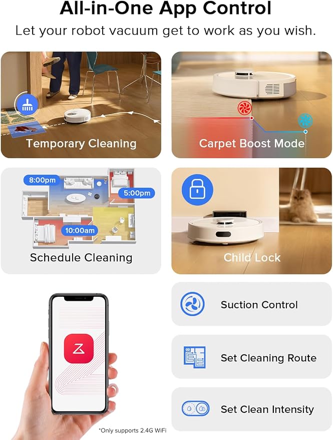 roborock Q7 L5 Robot Vacuum and Mop Combo, 8,000Pa Suction | Upgraded from Q5 Pro, Dual Anti-Tangle System, LiDAR Navigation, No-Go Zones, Self-Charging Robotic Vacuum, White - Image 7