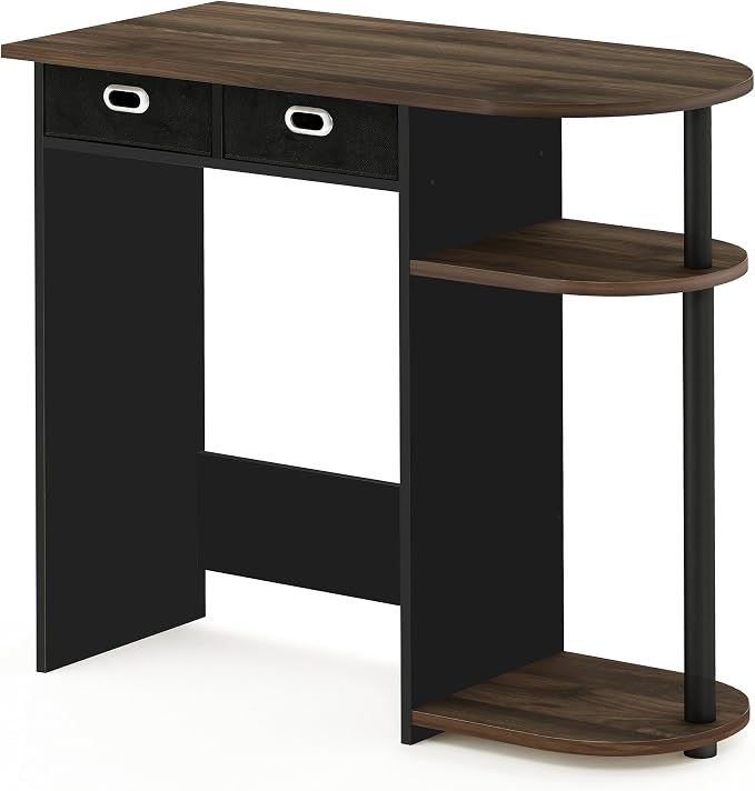 Furinno GO GREEN Desk, 31.5" Wide Gaming Desk with 2 Side Shelves and Storage Bins, Computer Desk, Office Desk for Home Office, Study Room, Dorm, Bedroom, Columbia Walnut - Image 5