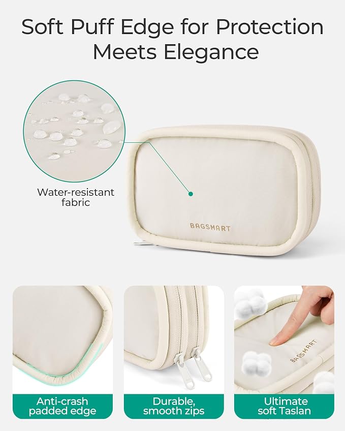 BAGSMART Electronics Organizer Travel Case, Cord Organizer for Women, Travel Cable Bag (Beige) - Image 5