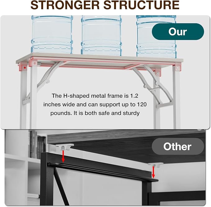TEMI Small Computer Desk Folding Table - 35.8" Foldable Office Desk, No Assembly, Perfect for Small Spaces in Bedroom, Dorm, or Apartment, Portable Mini Desk or Study Table Compact Design, White Ash - Image 5