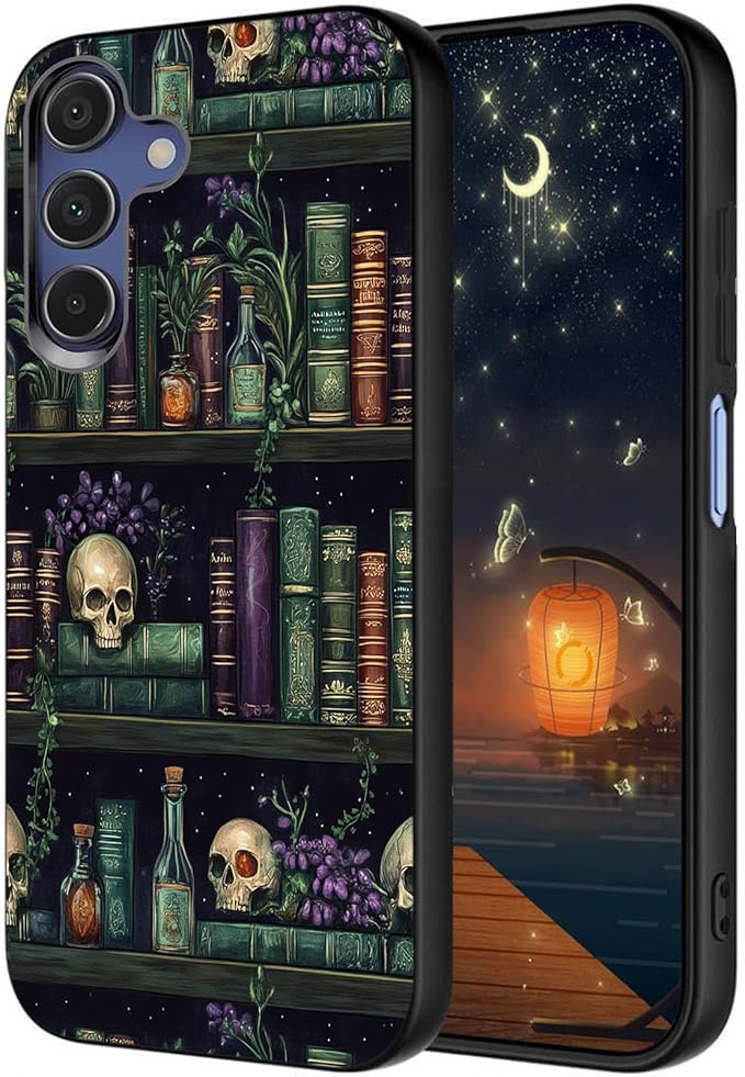 Designed for Galaxy A17 5G Phone Case,Slim Silicone Shockproof Protective Case for Galaxy A17 5G 6.7 inch,Retro Bookshelf by Unknown