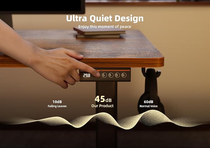 YDN 55 x 24 Inch Vintage Brown Electric Standing Desk | Adjustable Height, Sit Stand, Cable Management, Ergonomic, Home Office - Image 7