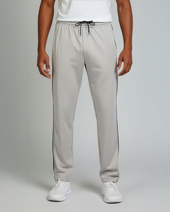 3 Pack Men's Mesh Open Bottom Sweatpants Active Athletic Workout Gym Pocket | Available in Big & Tall, Uncuffed, Elastic Waistband, Drawstring, Straight Leg, Running, Jogging, Exercise, Training, Sports - Image 2
