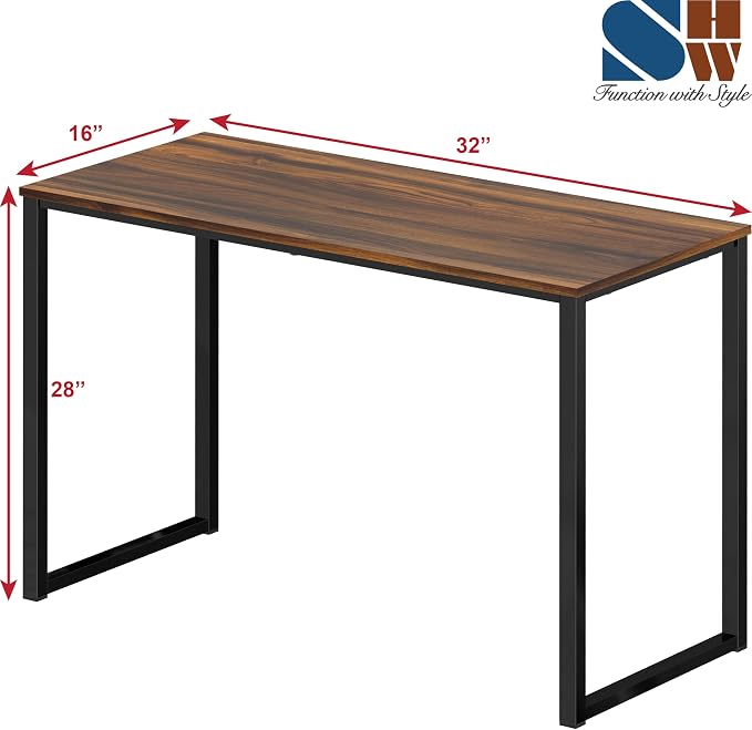 SHW Mission 32-Inch Home Office Computer Desk, Walnut - Image 3
