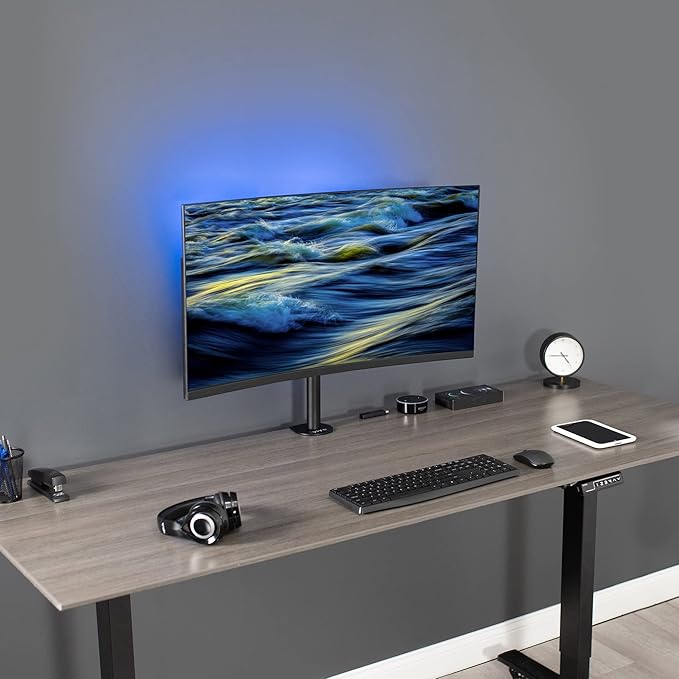 VIVO Single 13 to 38 inch LCD Monitor Heavy Duty Desk Mount Stand, Holds 1 Standard to Ultrawide Screen up to 38 inches, STAND-V001C - Image 2