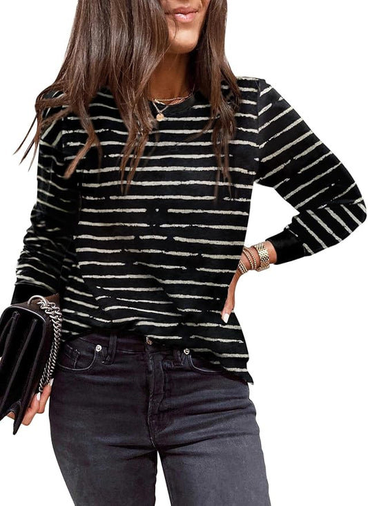 EVALESS Womens Crewneck Long Sleeve Tops Casual Polka Dots Tops Fall 2026 Tshirts Shirts by EVALESS