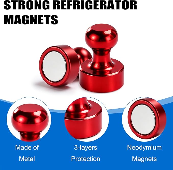 LOVIMAG Fridge Magnets 12Pcs Refrigerator Whiteboard Small Strong Magnet Classroom Kitchen Accessories Decorative Locker Set Decor Must Haves Office Calendar Refrigerador Magnetic Cute Crafts Red - Image 3