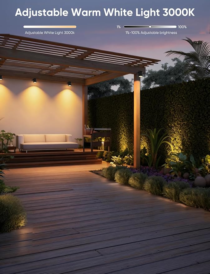 APPECK Landscape Lighting, RGBW Spotlights with APP Control,4 Pack | Color Changing Low Voltage ,IP65 Waterproof Outdoor Landscape Lights for Garden Yard Outside Decoration - Image 4