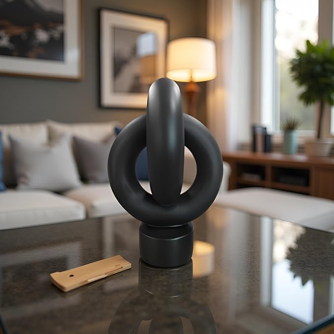12" Modern Abstract Ring Decorative Sculpture, Knot Sculptures,Home Decor,Coffee Table Statues,Dining Living Room Desk Decor,Black - Image 7