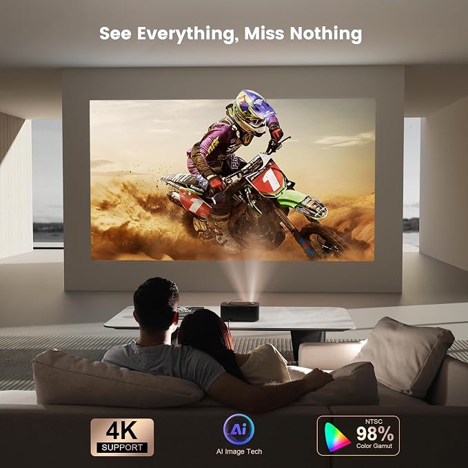 [Official Licensed APPs] Outdoor-Projector-4K with Wifi6 and Bluetooth, Smart TV OS & DoIby Audio, Portable Projector with YouTube/PrimeVideo, ONOAYO 1080P Proyector with 300'' Display - Image 4