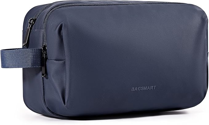 BAGSMART Toiletry Bag for Men, Travel Toiletry Organizer Dopp Kit Water-resistant Shaving Bag for Toiletries Accessories, Door Room Essentials,Navy Blue-basic by BAGSMART