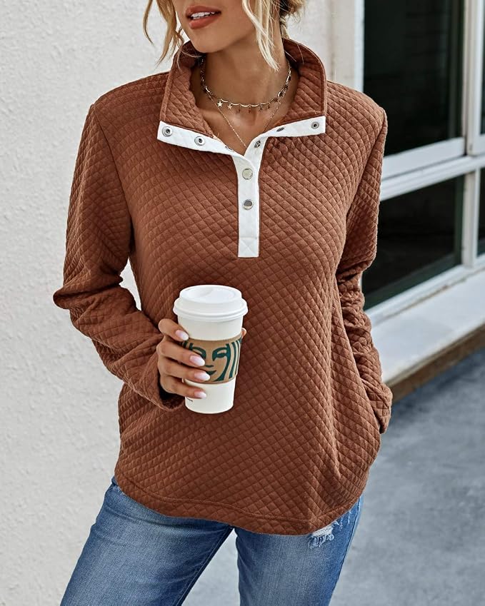 BTFBM Women Fashion Quilted Pattern Lightweight Zipper Long Sleeve Plain Casual Ladies Sweatshirts Pullovers Shirts Tops - Image 4
